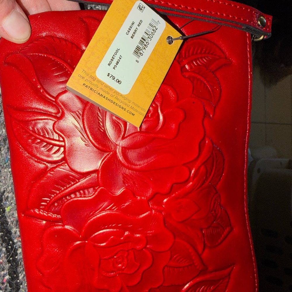 Patricia Nash Red Floral Embossed Clutch